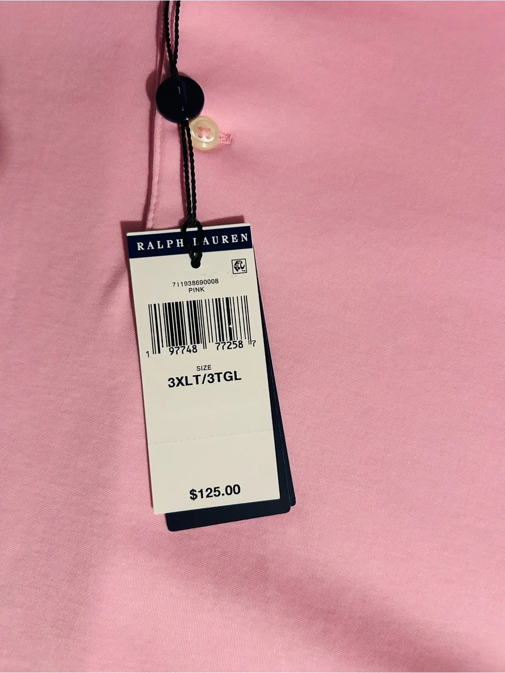Ralph Lauren Men’s Polo Shirt in Pink with Embroidered Colored Pony 3XLT